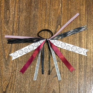 Personalized HAIR RIBBONS (short) - ponytail holder ponies tie bow ... All colors/sports!