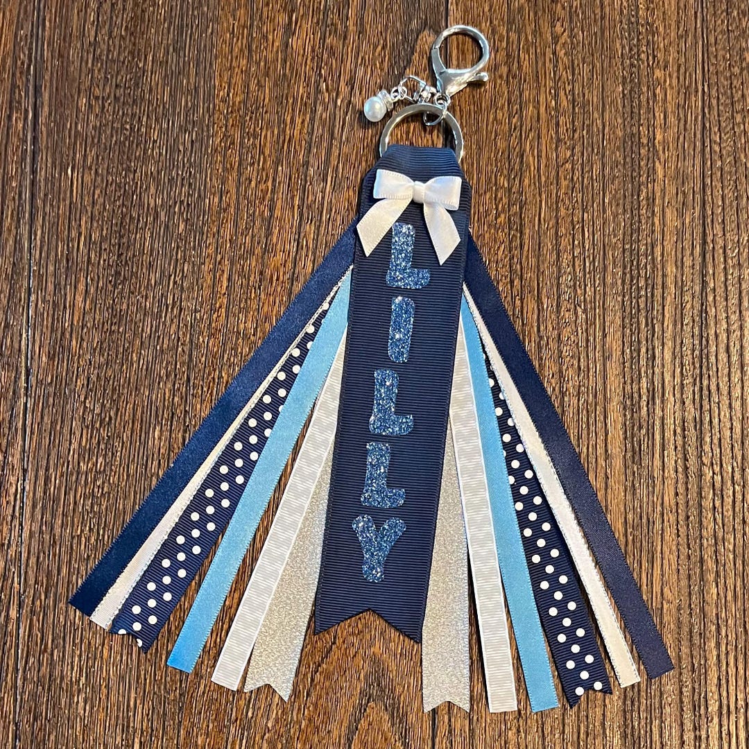 Personalized RIBBON KEYCHAIN Bag Tassel - Name Key Ring/tag/zipper Pull ...