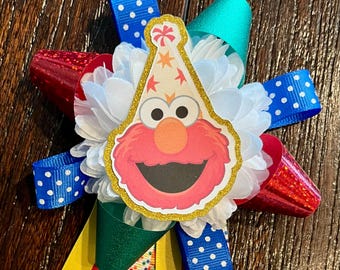 Elmo’s World BIRTHDAY BADGE - Sesame Street Lapel/Backpack Pin custom, one of a kind brooch ... ready to ship!