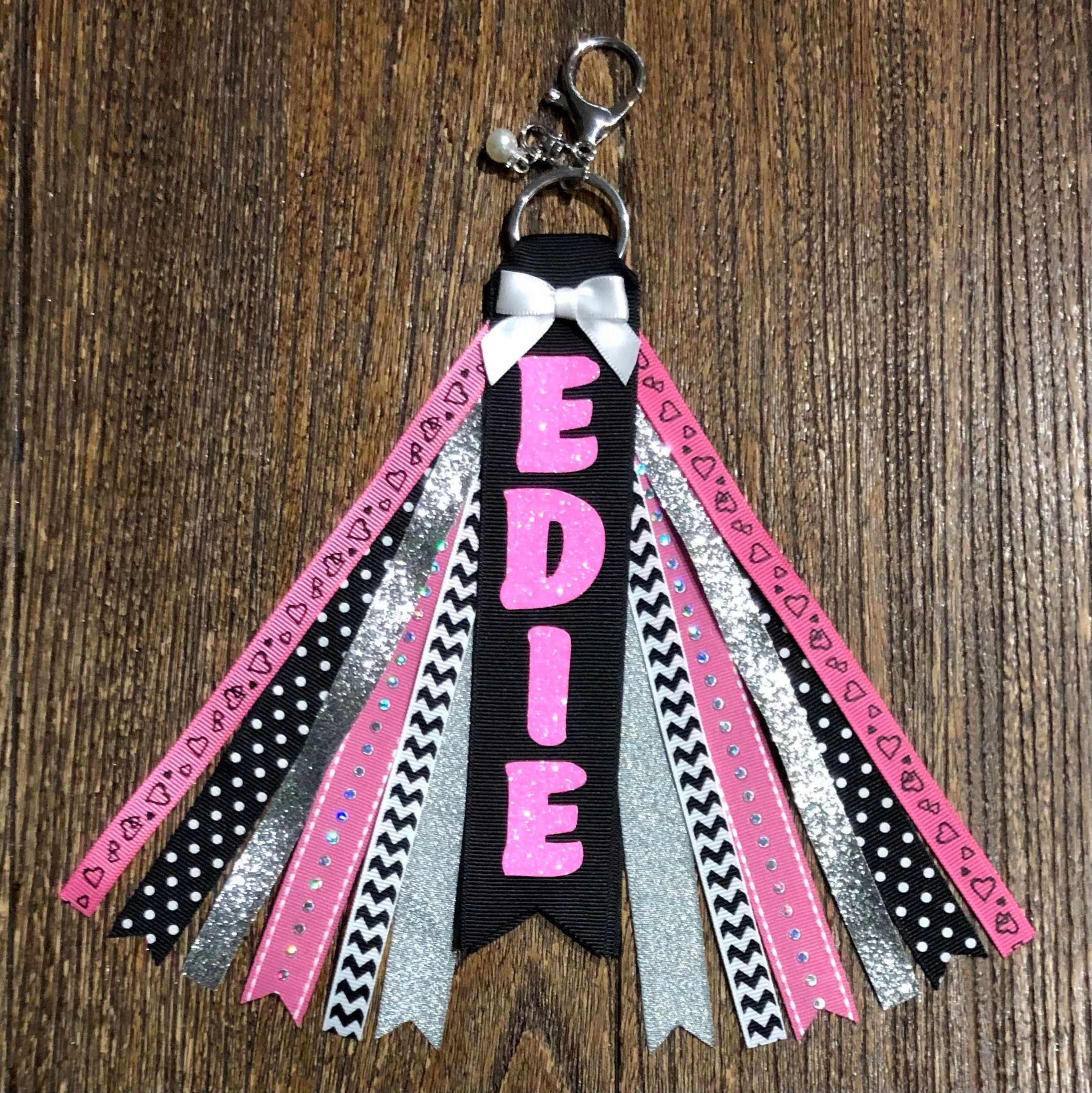 Personalized RIBBON KEYCHAIN - Name Key Ring/bag Tag/zipper Pull/purse ...