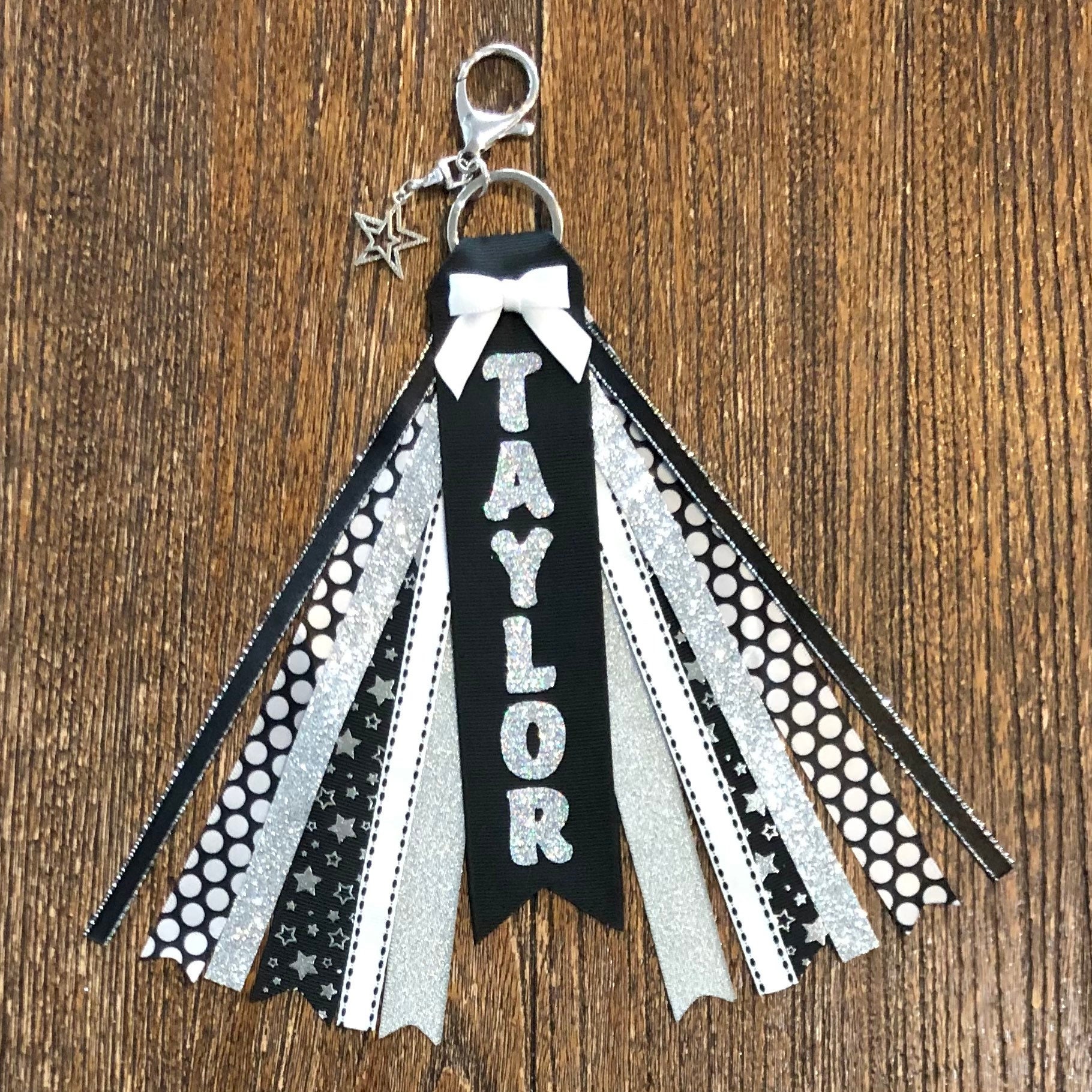 Personalized RIBBON KEYCHAIN Bag Tassel - Name Key Ring/tag/zipper Pull ...