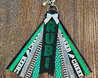 ☆Hei☆ big ball ribbon keyring Personalized RIBBON KEYCHAIN - Name Key Ring/bag Tag/zipper