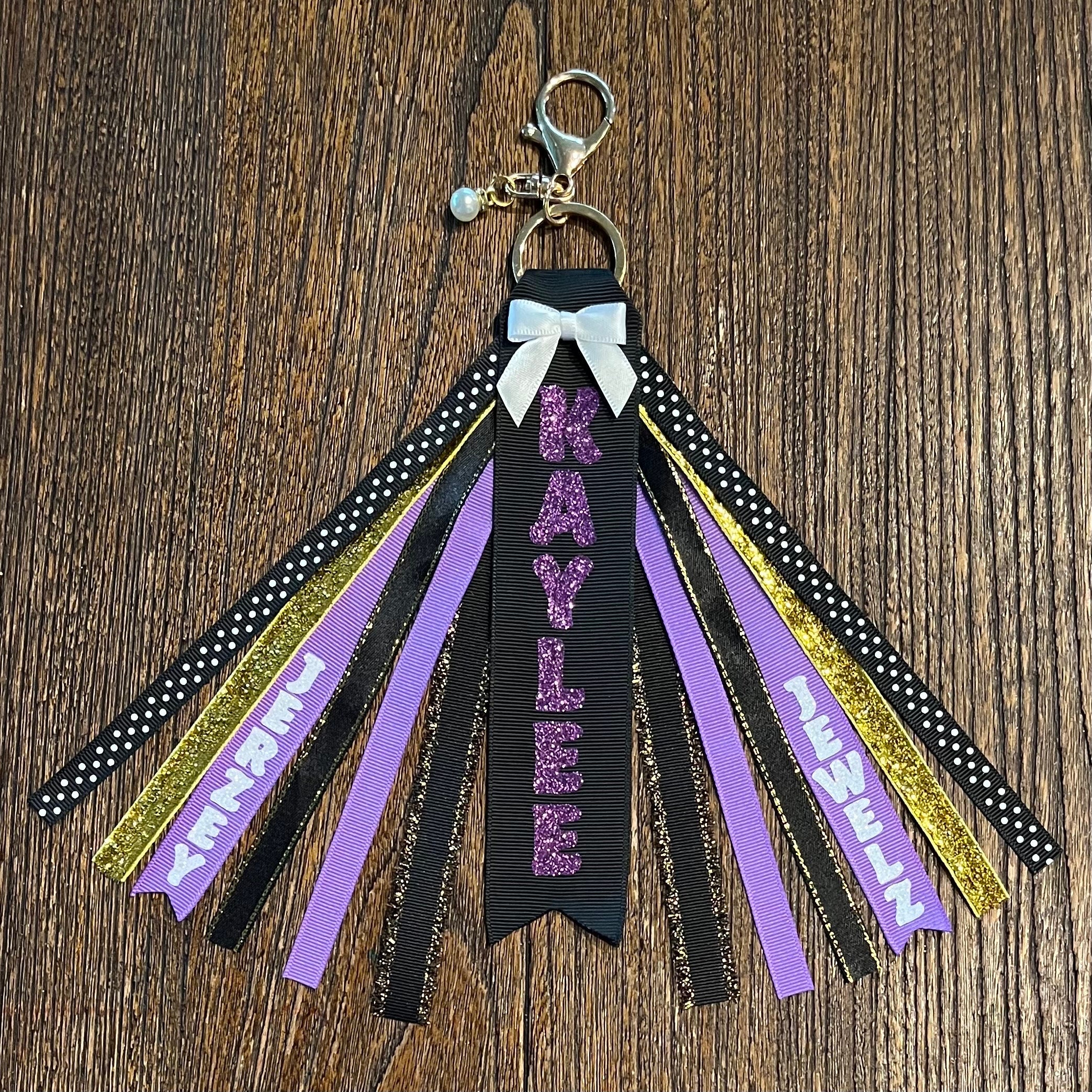 Personalized RIBBON KEYCHAIN Bag Tassel - Name Key Ring/tag/zipper Pull ...