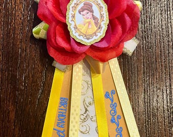 Belle BIRTHDAY BADGE - Disney Princess Beauty and the Beast Lapel/Backpack Pin custom, one of a kind brooch ... ready to ship!