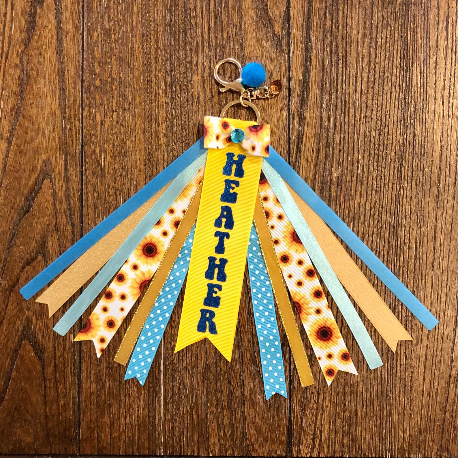 Personalized RIBBON KEYCHAIN name key ring/bag tag/zipper Etsy