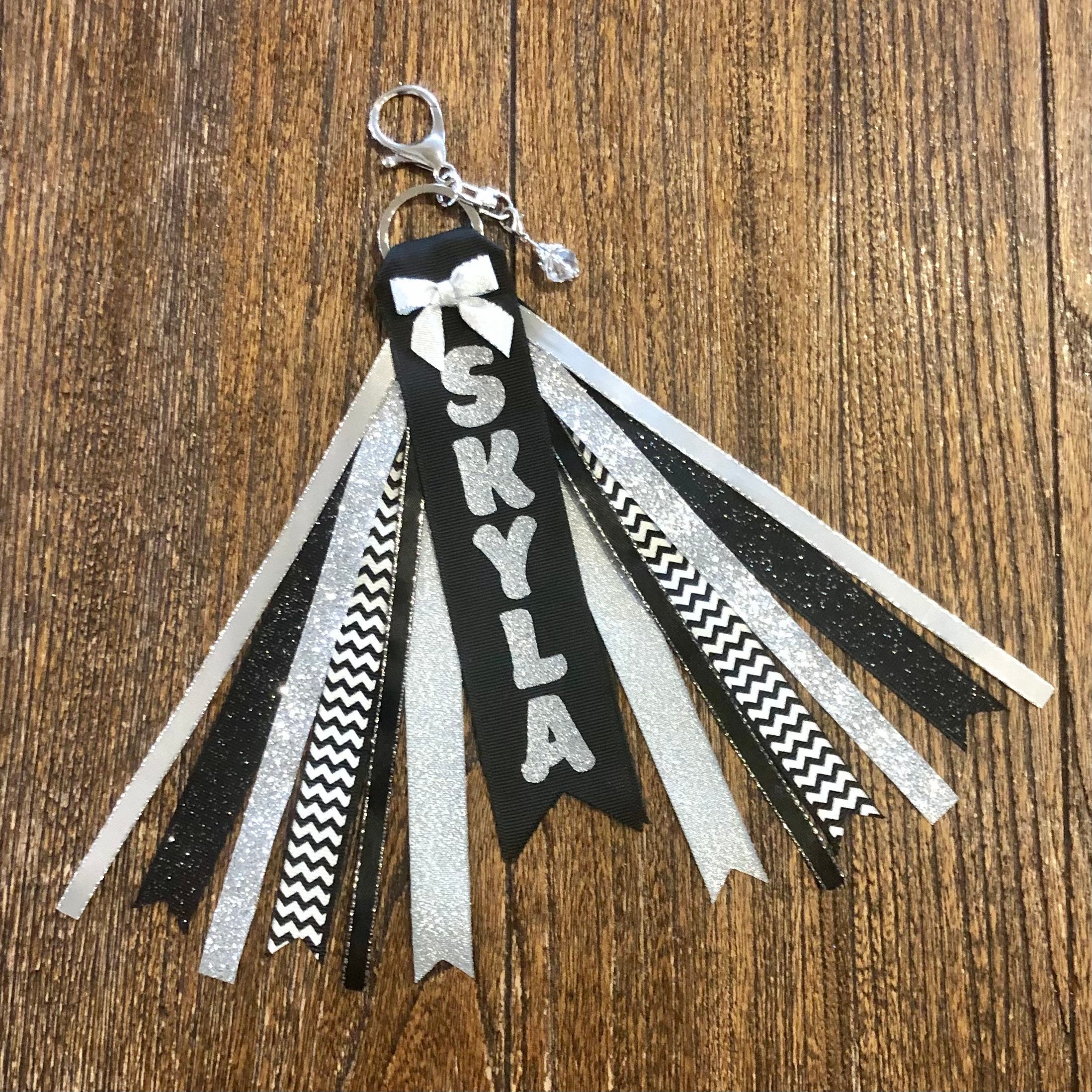 Personalized RIBBON KEYCHAIN name key ring/bag tag/zipper Etsy 日本