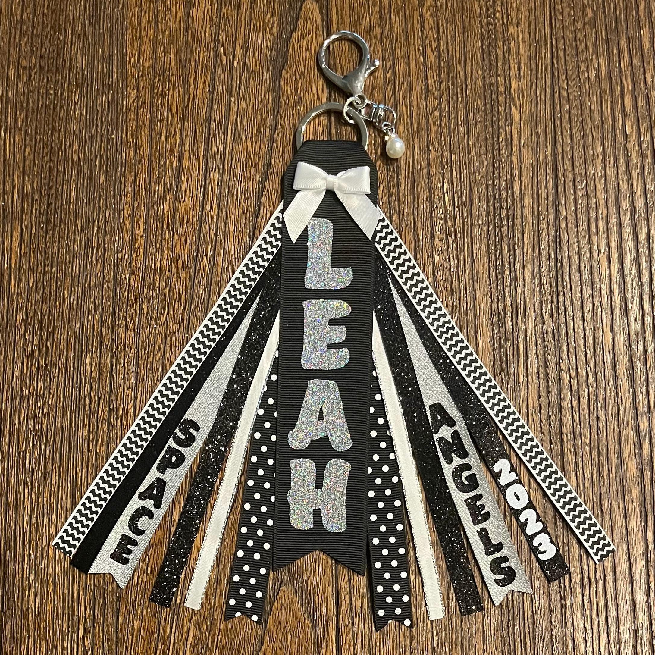 Personalized RIBBON KEYCHAIN Bag Tassel - Name Key Ring/tag/zipper Pull ...
