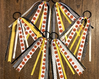 BASKETBALL HAIR RIBBONS - ponytail holder ponies tie bow (custom/any color combination) ... available personalized