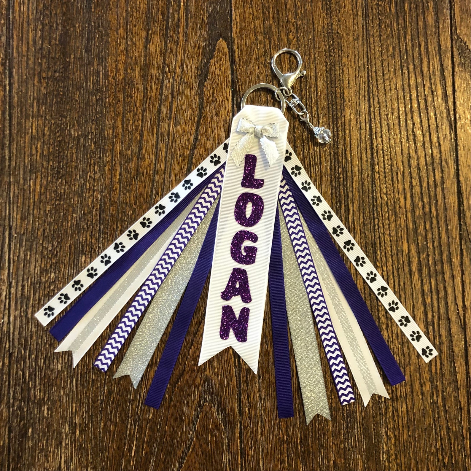 Personalized RIBBON KEYCHAIN name key ring/bag tag/zipper Etsy