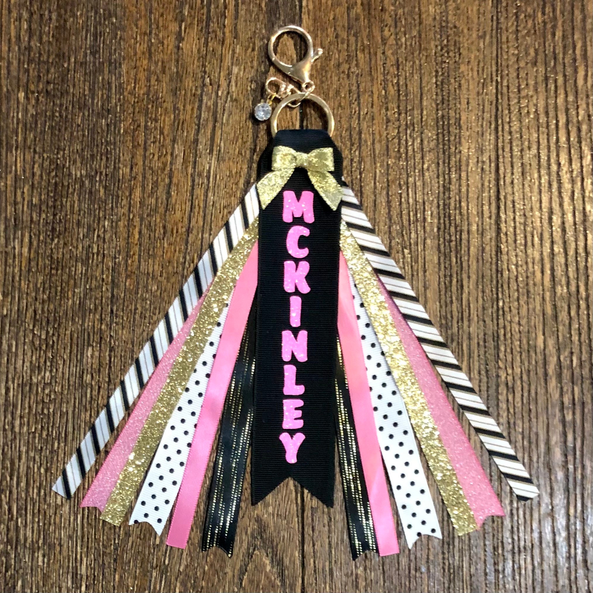 Personalized RIBBON KEYCHAIN - Name Key Ring/bag Tag/zipper Pull/purse ...