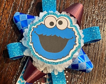 Cookie Monster BIRTHDAY BADGE - Sesame Street Lapel/Backpack Pin custom, one of a kind brooch ... ready to ship!