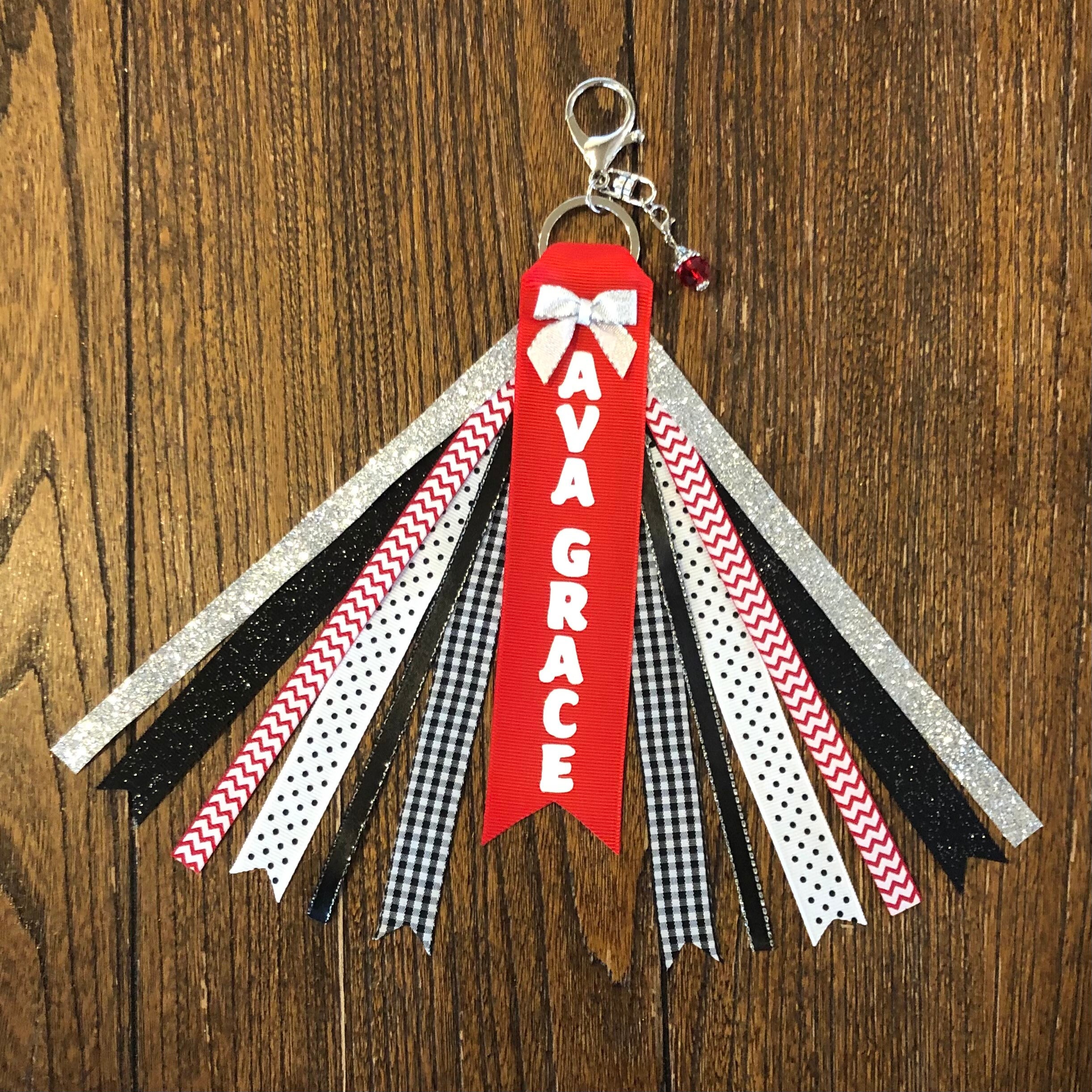 Personalized RIBBON KEYCHAIN name key ring/bag tag/zipper Etsy