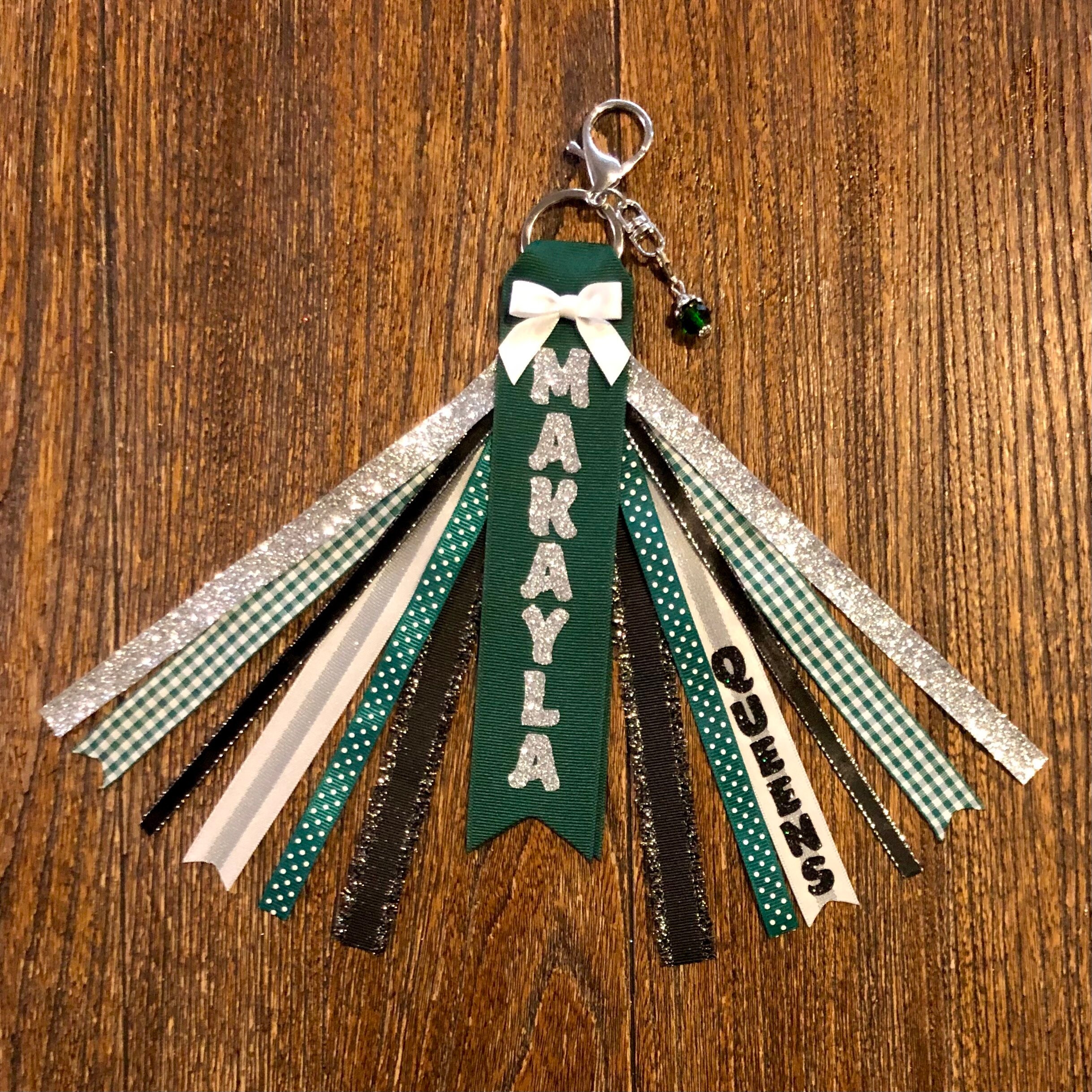 Personalized RIBBON KEYCHAIN Bag Tassel - Name Key Ring/tag/zipper Pull ...