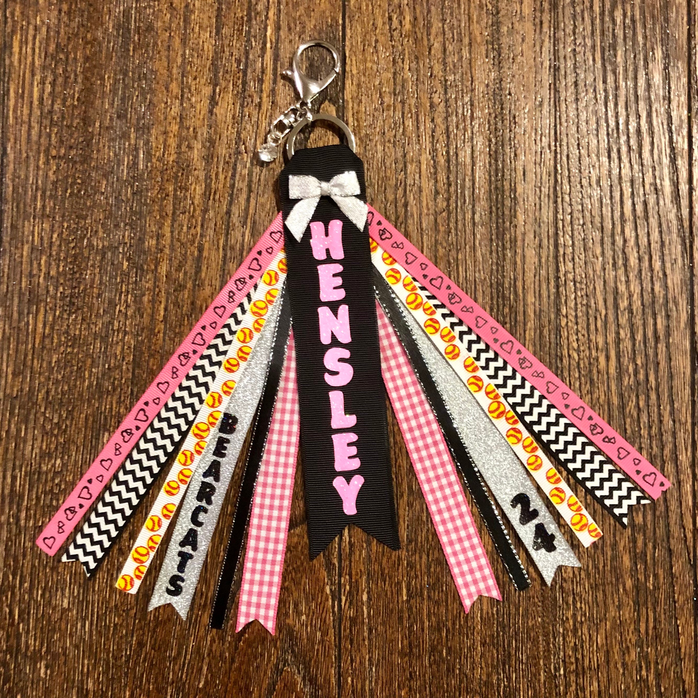 Personalized RIBBON KEYCHAIN name key ring/bag tag/zipper Etsy