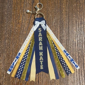 Personalized RIBBON KEYCHAIN - Name Key Ring/bag Tag/zipper Pull/purse ...