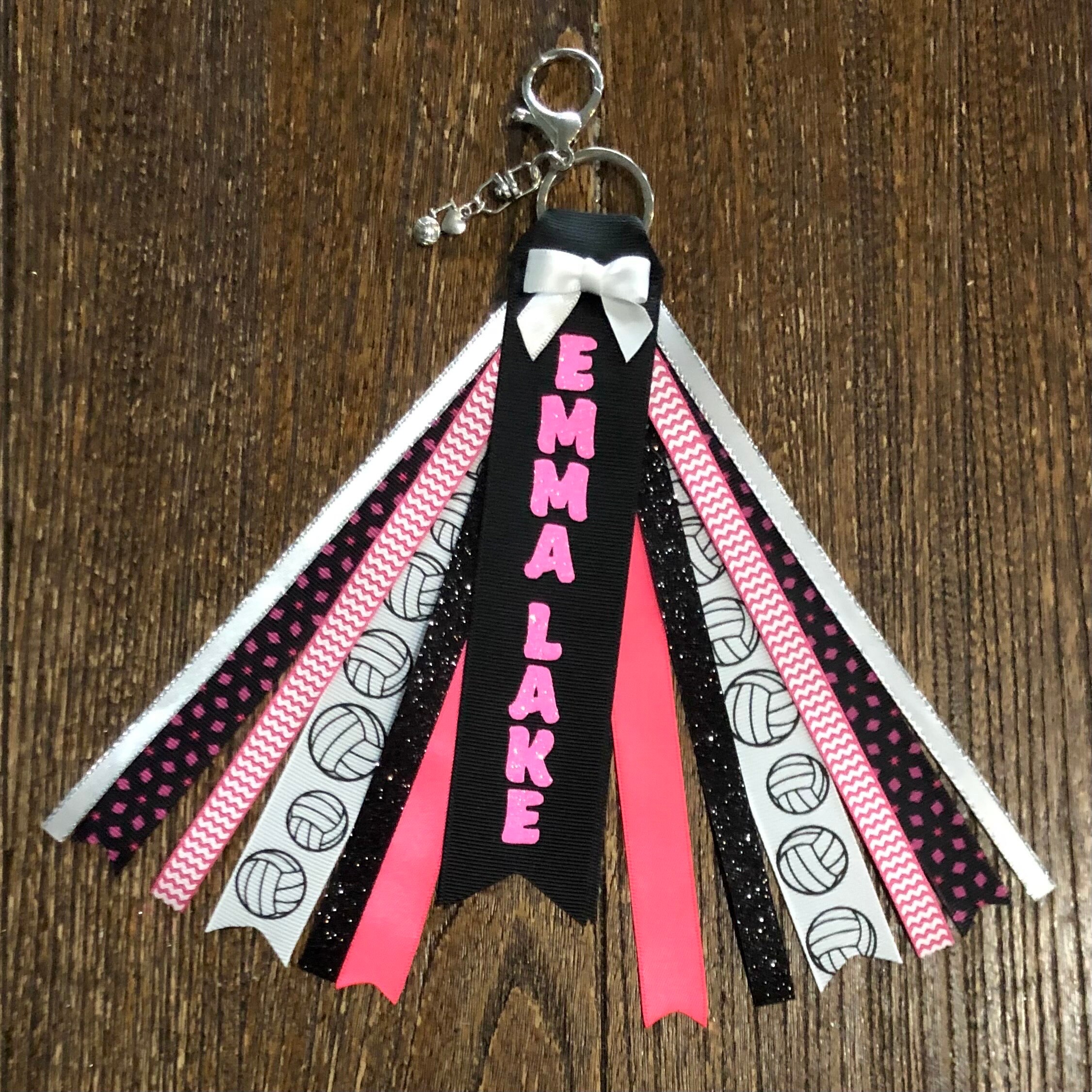 Personalized RIBBON KEYCHAIN Bag Tassel - Name Key Ring/tag/zipper Pull ...