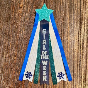 Girl/Cheerleader/Dancer of the Week LAPEL PINS - award ribbon/pin me badge ... All colors/sports!