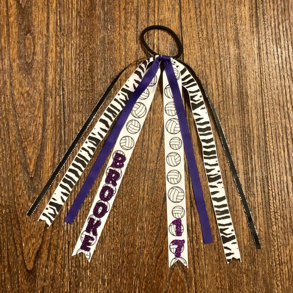 Personalized HAIR RIBBONS (long) - ponytail holder ponies tie bow ... All colors/sports!