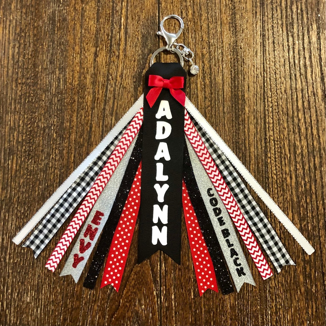 Personalized RIBBON KEYCHAIN name key ring/bag tag/zipper Etsy