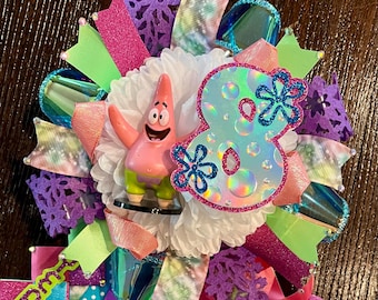Patrick Starfish BIRTHDAY CORSAGE - SpongeBob Lapel/Backpack Mini Mum custom, one of a kind decor ... ready to ship!