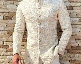 Indian Embroidered Jodhpuri Suit For Men Bandhgala Suit For Wedding Ethnic Wedding Suit Jodhpuri Jacket Custom Groom Attire Made To Order