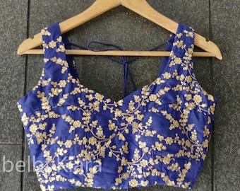 Heavy Embroidered Silk Blouse For Women Sari Blouse Readymade Blouse Indian CropTop Wedding Lengha Choli Partywear Top For Functions
