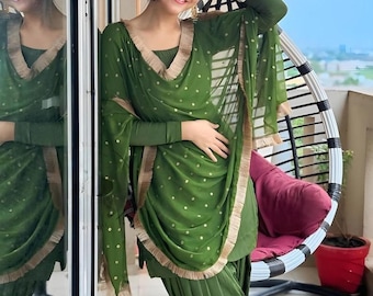 Green Embroidered Kurta Patiala Suit Set for Women | Indian Punjabi Salwar Kameez | Wedding Festive Ethnic Dress | Pakistani Style Outfit