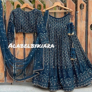 Indian lucknawi embroidery lehenga blouse net dupatta for women indian dress bridesmaid dress indian bridesmaid wedding dress indian dress