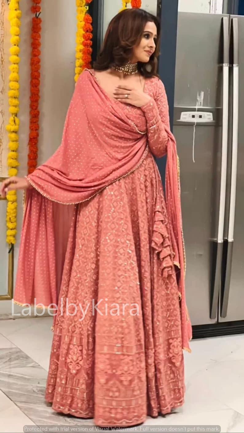 Kota checks peach  colour Meenakari lehenga