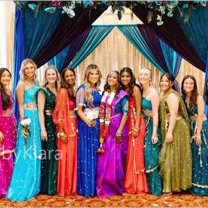 custom indian bridesmaid dresses Desi indian bridesmaids lehenga choli dupatta indian dress bridesmaids dress indian bridesmaids lehenga for women lehenga for bridesmaids