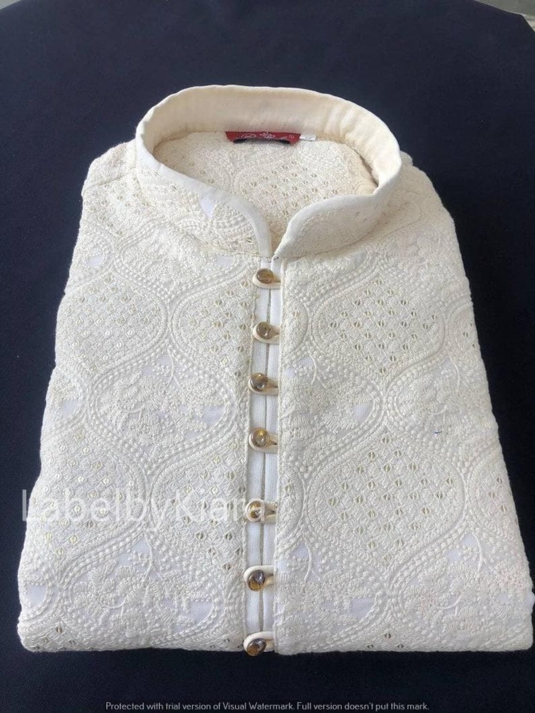 Men White Pure Cotton Chikankari Embroidered Straight Kurta With Pajama main image 0