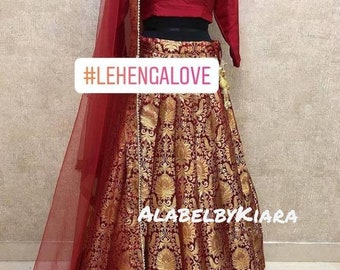 Brocade lehenga silk top and  net dupatta bridesmaid lehenga choli bridesmaid dress Net embroidered lehenga Indian dress