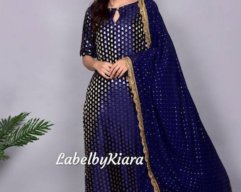 Indian designer suit set for women bridesmaid dress soft brocade suit set indian kurta pants and dupatta salwar suit anarkali suit
