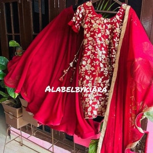 Heavy sequin embroidered kurta with georgette lengha and dupatta bridesmaid lengha dress indo western dress colours available