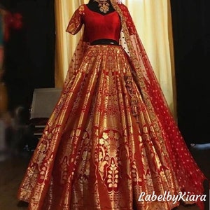 Pure banarasi panneled lehenga with velvet blouse and net dupatta bridal lengha choli Indian lehenga choli karvachauth special