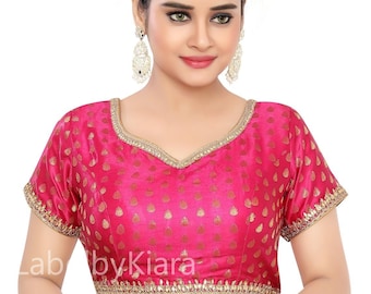 Indian Banarasi Brocade Blouse For Women Sari Blouse Readymade Blouse Indian CropTop Wedding Lengha Choli Partywear Top For Desi Functions