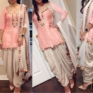 Ensemble costume kurta patiala pêche indien pour femme costume Salwar Kameez Salwar pakistanais Lengha Choli ensemble costume pendjabi costume de mariage pour filles