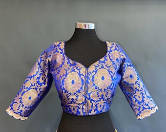 Beautiful Banarasi Brocade Blouse For Women Sari Blouse Readymade Blouse Indian Crop Top Wedding Lengha Choli Girls Partywear Top