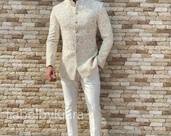 Indian Embroidered Jodhpuri Suit For Men Bandhgala Suit For Wedding Ethnic Wedding Suit Jodhpuri Jacket Custom Groom Attire Made To Order