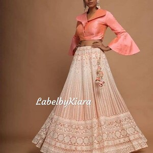 Chikankari lucknawi georgette lehenga with silk blouse Designer lehenga choli for women indian dress indian lehenga
