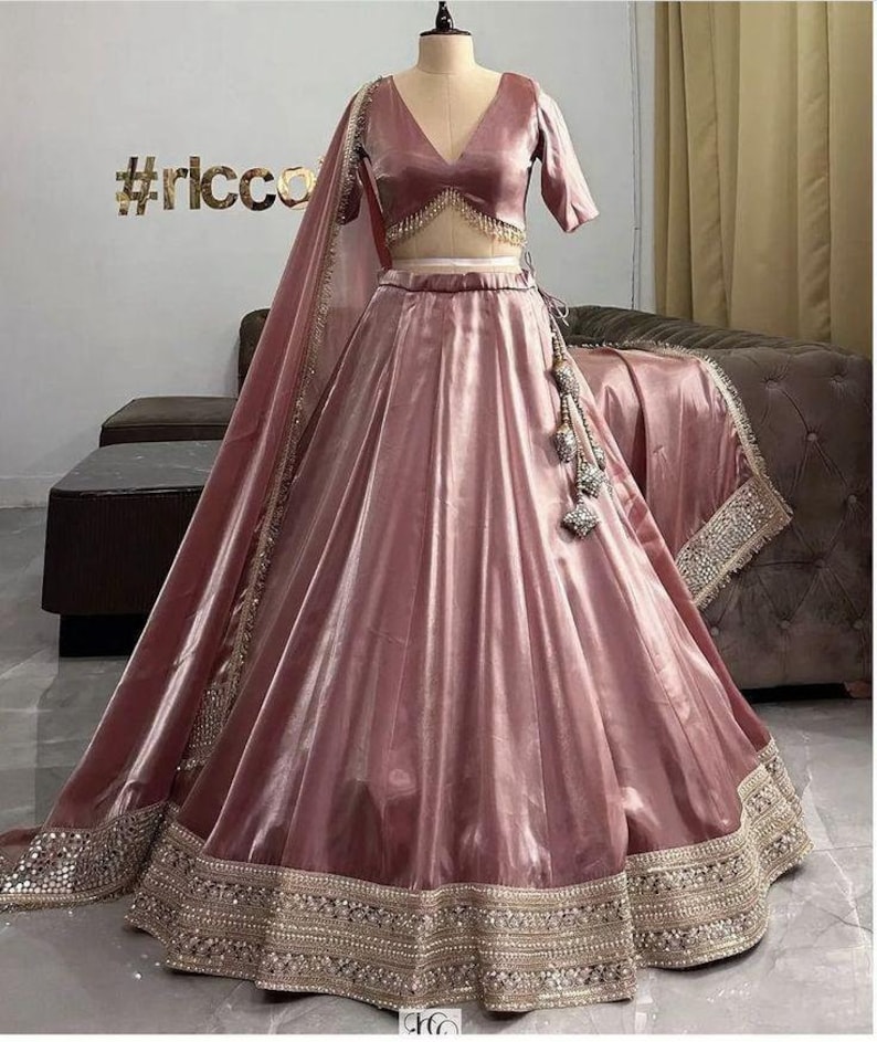 Heavy Rust Satin Lehenga Choli for Women Designer Lehenga Blouse ...