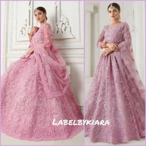 Indian pakistani bridal lengha choli for women heavy embroidery lengha choli Net lehenga with stone and zari work colors available