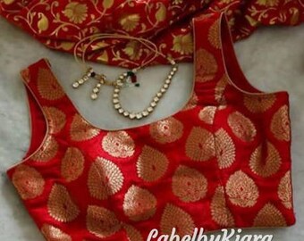 Op maat gemaakte Banarasi brokaat blouse sari blouse lehenga blouse choli bruidsmeisjesjurk net geborduurde lehenga Indiase lehenga choli