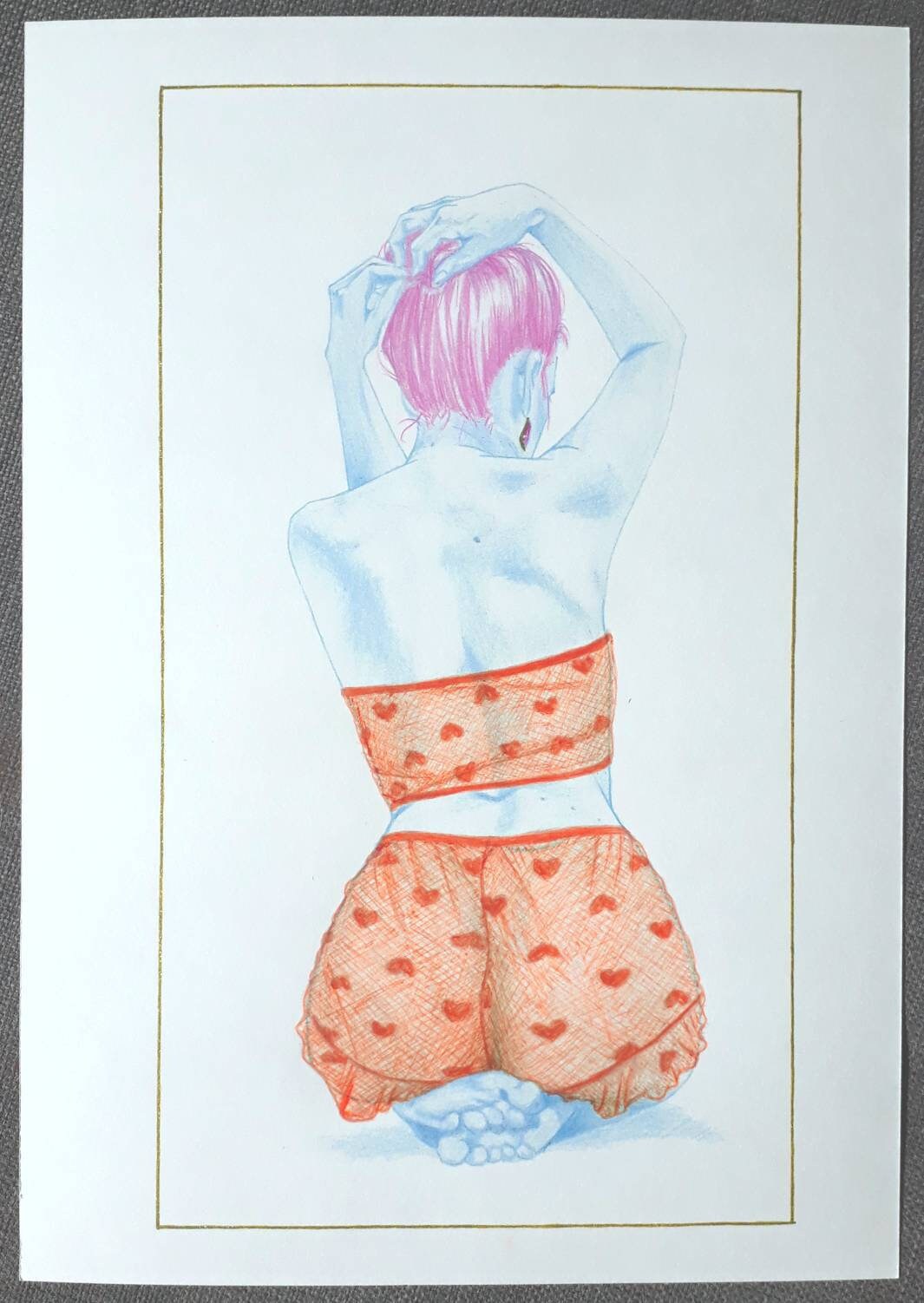 Hearted - Art Print Of Coloured Pencils Illustration A4