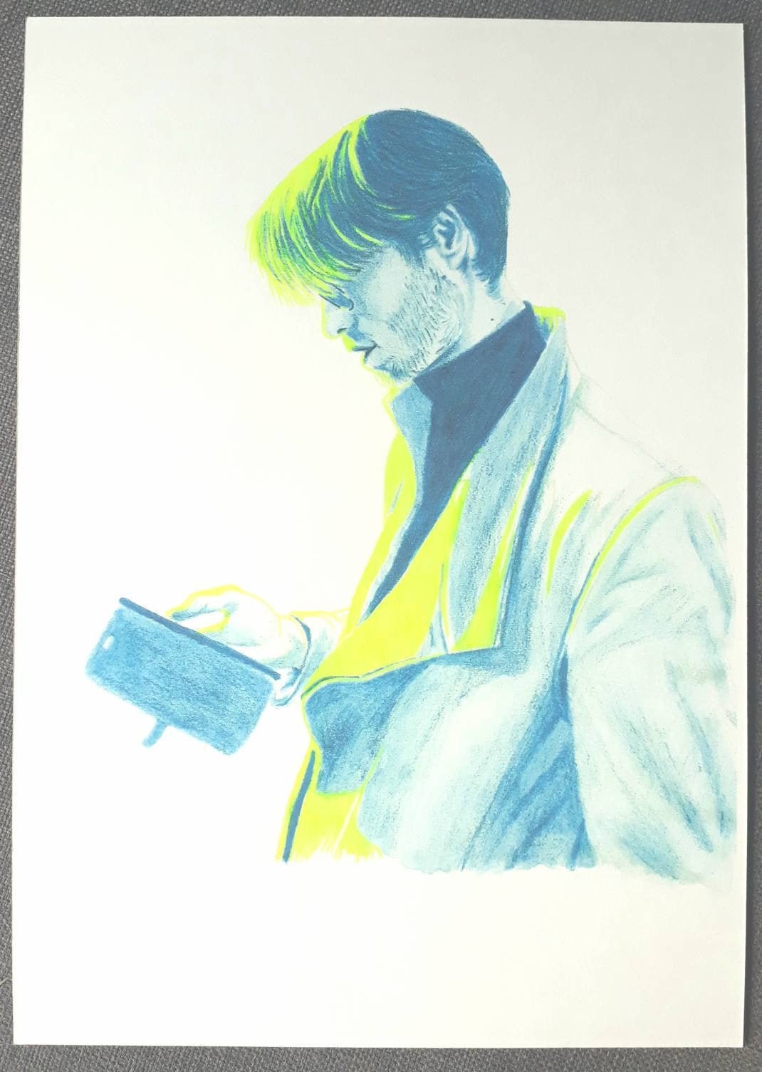 Korean Sun - Art Print With Hand Embellishments Of A Coloured Pencil & Fluo Pen Illustration A4