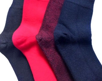 Wool socks, warm, thick & comfortable, red and black, Men's Women's Eco woolen socks for men and women