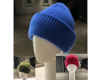 Cappello berretto in lana merino, estremamente caldo, filato superfine di qualità, nero blu verde giallo viola rosso, cappello da donna per uomo