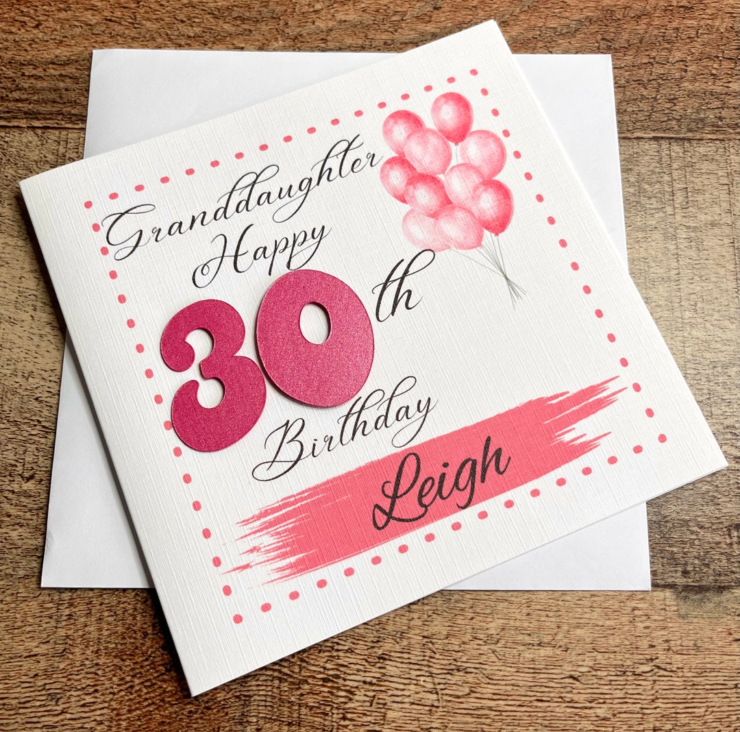 Granddaughter 30th Birthday Card Suitable for Other Female - Etsy