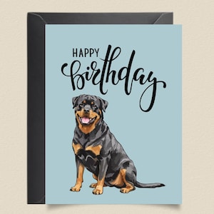 Illustrated Rottweiler Birthday Card – Dog Lover Greeting