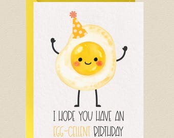 Funny Egg Birthday Card – Food Pun Greeting, Handmade